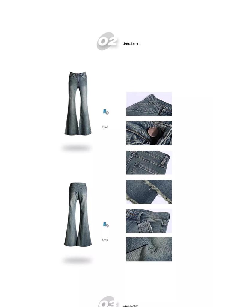 Damen Retro Patchwork Low-Waist Micro Flare Jeans - Frühling Stretch Schlankmachende Bodenlange Hose