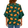 Women's V-neck Seven Quarter Sleeved Shirt Halloween Printed Top Casual Shirt