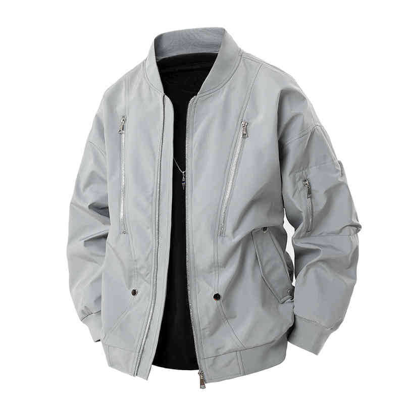 Men's Waterproof Jacket, Loose Fitting for Couples In Spring and Autumn, Solid Color Zipper Pocket, Workwear Waterproof Jacket