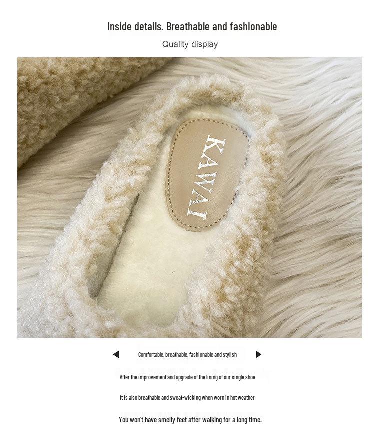 2025 Women's Lambswool Furry Flat Slippers: Cozy Autumn/Winter Casual Footwear