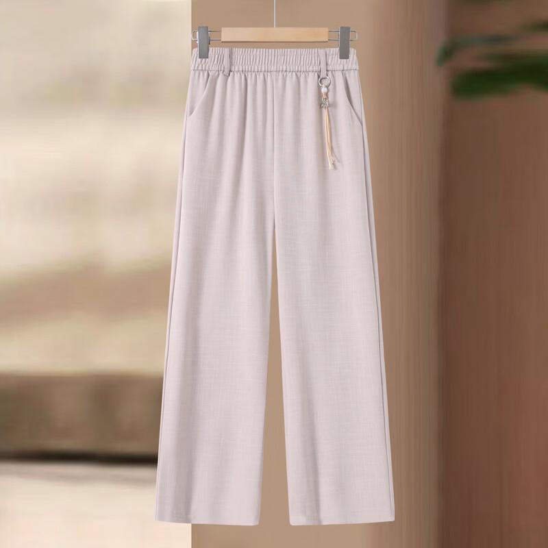Hodo Women's Summer Elastic Waist Straight-Leg Pants