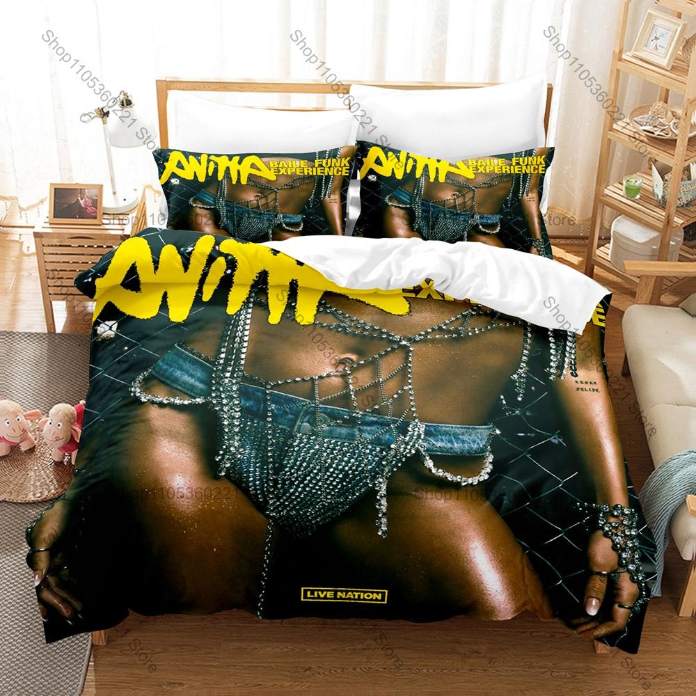 Cool Anitta Singer Duvet Cover + 2 Pillowcases 3D Print Polyester Bedding Set Fan Bedroom Decor Bed Linens Latin Pop Star Anitta