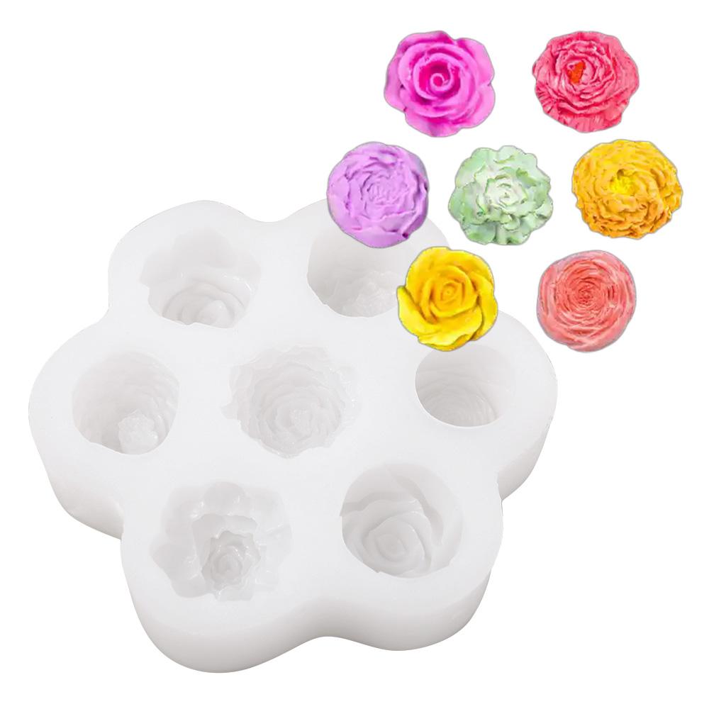 Rose Flower 7 In 1 Flower Silicone Mold Peony Soap Mould Craft Supplies Candle Mold  Home Decor