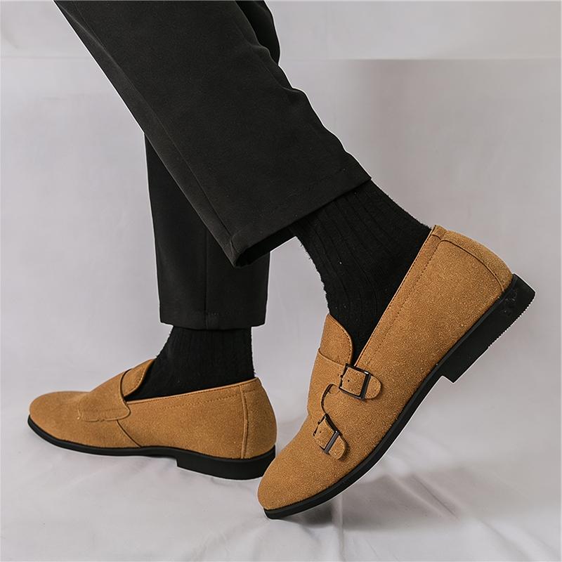 Trend New Black Brown Monk Strap Loafers New Men's Suede Patent Leather Shoes Designer Formal Wedding Dress Homecoming Footwear