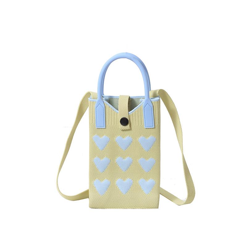 High-end Ins Knitted Mobile Phone Bag Love Series Versatile and Personalized Women's Handbag Dopamine Crossbody