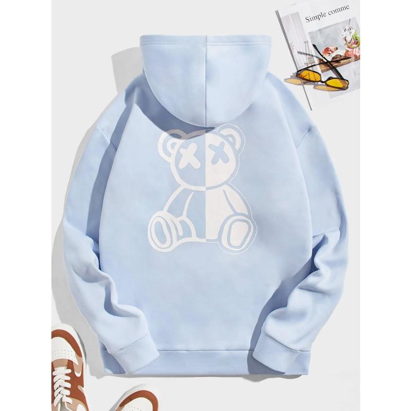 

Men s Hoodies & Sweatshirts Men s Comfortable Cartoon Bear Print Long Sleeve Hoodie Sweatshirt XXXL светло-синий