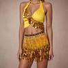 2 Pieces, Bra With Sequined Tassels, Fringed Top, Belly Dance Skirt, Carnival, Club, Costumes