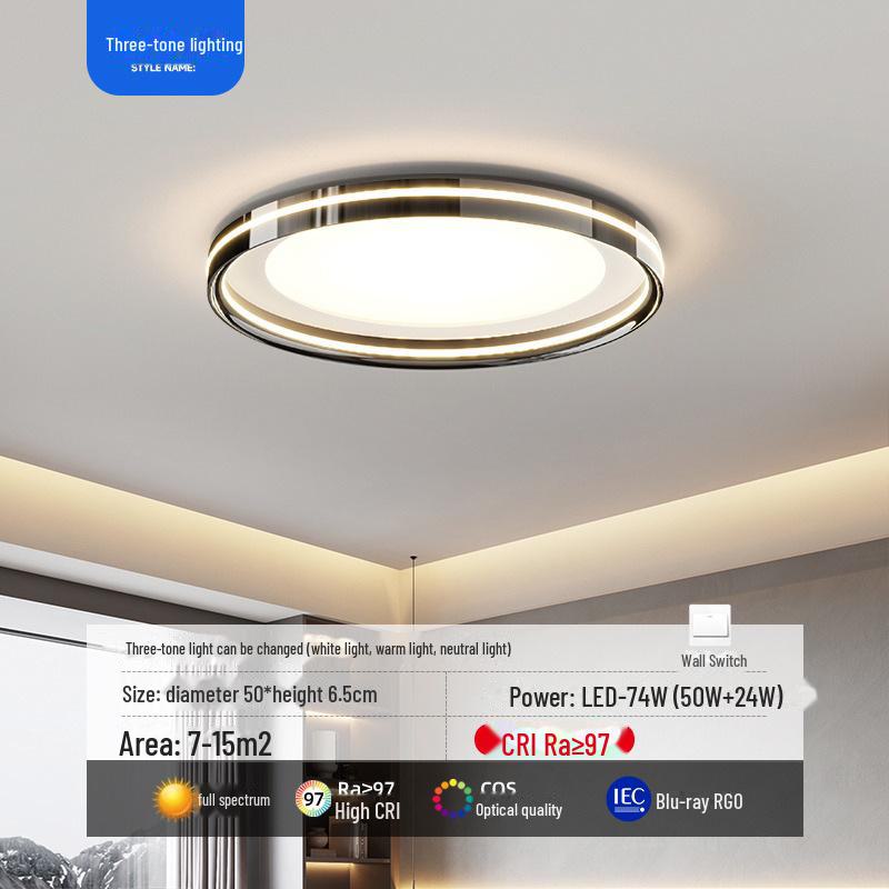 

Минималистичная потолочная лампа полного спектра 2024 года для гостиной, спальни, ресторана или кабинета Three-color Changing