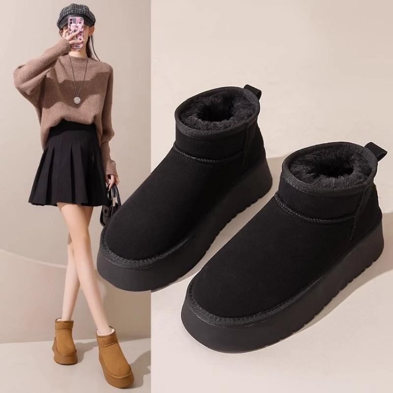 Women's Thick-Soled Non-Slip Snow Boots 2025 New Winter Slip-On Loafers with Fleece Lining, Thickened and Warm Cotton Shoes