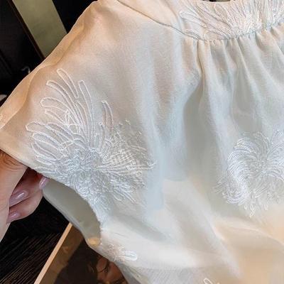 Stickerei ärmellos große Größe dünnes Hemd Weste Damen Sommer Sommer Temperament elegantes Oberteil