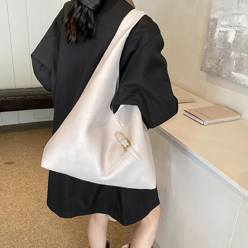 Lychee Pattern Shoulder Bag For Women Soft PU Leather Large Capacity Shopper Totes Winter Underarm Handbags