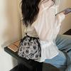 Fashion Chain Shoulder Bag New Chinese Style Water Bucket Bag Drawstring Crossbody Bag Small Size Street Trend Canvas Material