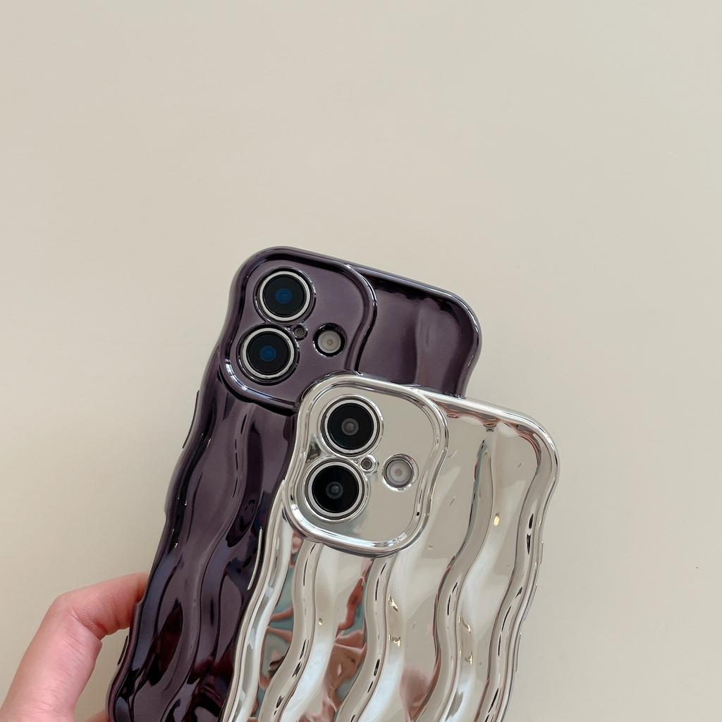 Niche advanced induction electroplating water ripple is suitable for iPhone17Pro max mobile phone case Apple 16 new 15/14.