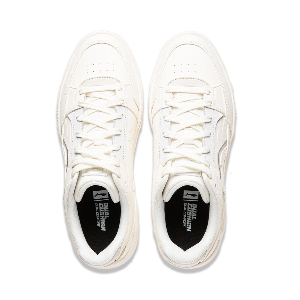 Li Ning Common 80s Comfortable Lace-Up Thick Sole Height Increasing Non-Slip Shock Absorbing Low-Top Skate Shoes Men Sneakers Off-White AGCU055-1
