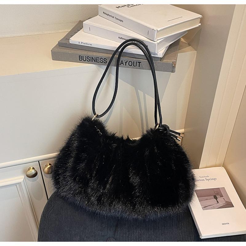 Zaino Foderato in Pelliccia con Singolo Spallaccio, Piccolo e Chic, Perfetto per Tutte le Occasioni, Borsa Tote Morbida e Soffice