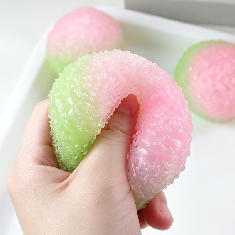 1Pcs Two‑Color Bayberry Shaped Smoothie Texture Squeeze Ball Moldable Asmr Stress Relief Pinch Crinkling Sound Ball For Adult