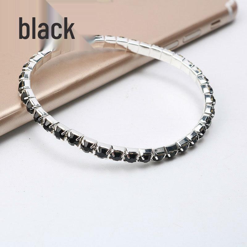 Trendy Multi-Color Diamond Single Row Elastic Bracelet for Women