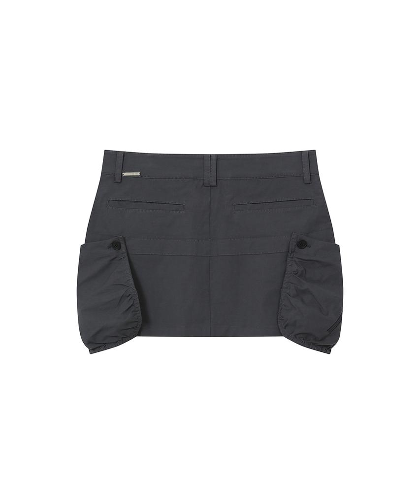 Miseki Seoul Shirring Pocket Mini Skirt Charcoal