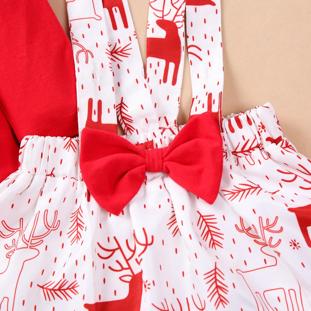 Newborn Baby Girl Long Sleeve Deer Tops+Bowknot Suspender Skirt+Headband Set