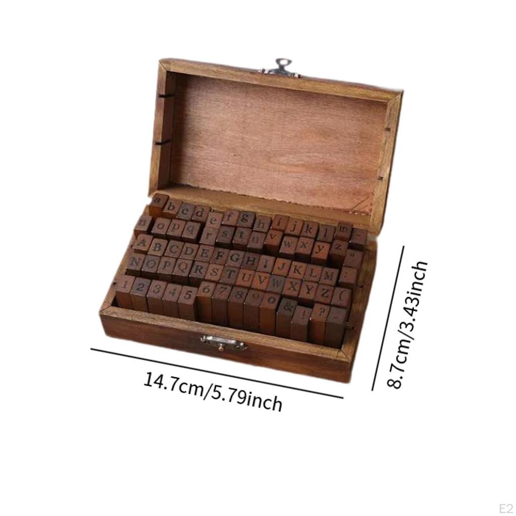 70 Pieces Alphabet Number Symbol Stamps Kit Wooden Crafts for Card Making