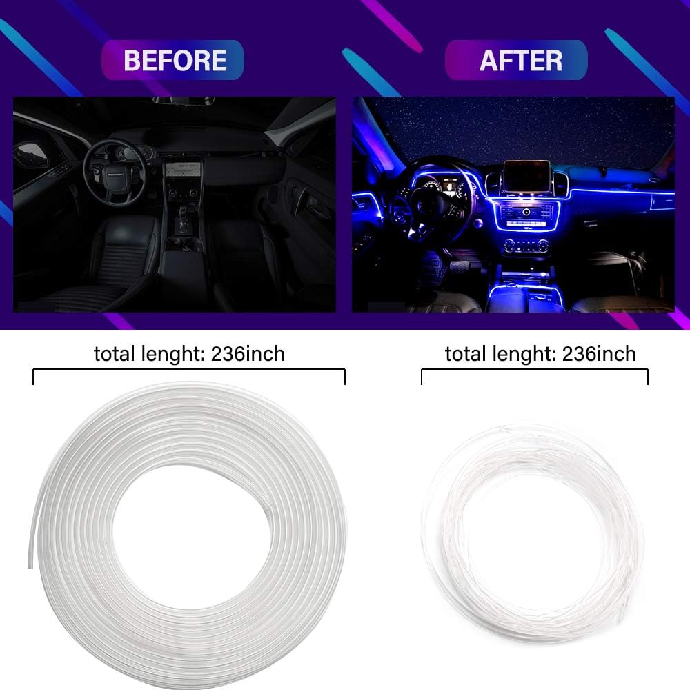 MAODANER Car LED Interior Strip Light, 16 Million Colors 5 In 1 With 236 Inches Fiber Optic, Multicolor RGB Sound Active Automobile Atmosphere