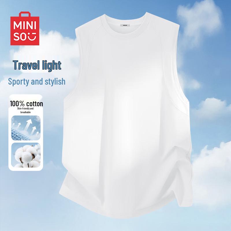 MINISO Men s Summer Pure Cotton Sleeveless T-Shirt 2XL
