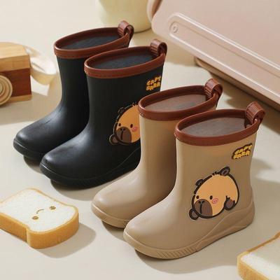 Children's Non-slip Waterproof Fleece-lined Rain Boots - Capybara Design, for Boys and Girls