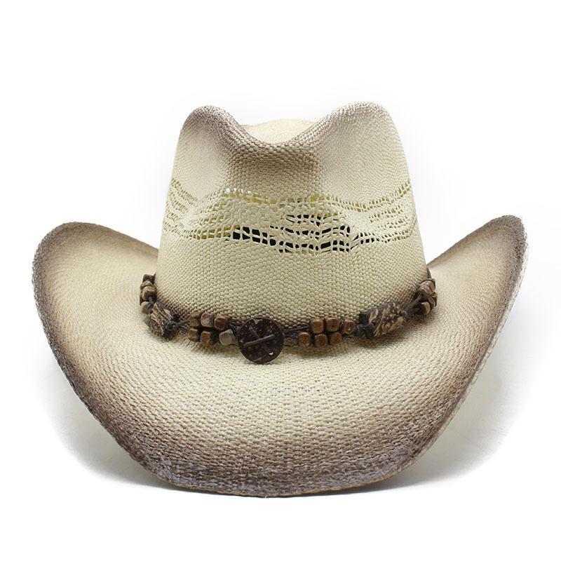 Casual Stiff Version Big Brim Woven Papyrus Knight Cowboy Hat Jazz Hat