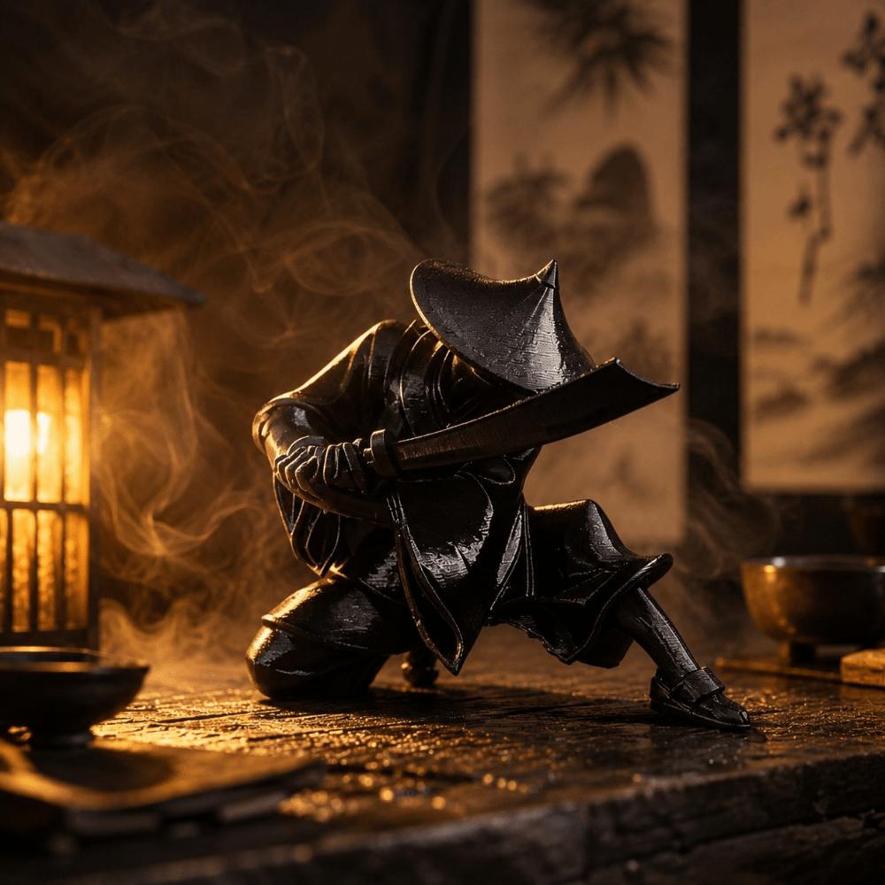 Decoration Ancient Warrior Statue Japanese Style Ninja Statue Cool Swordsman Figurine Indoor Use