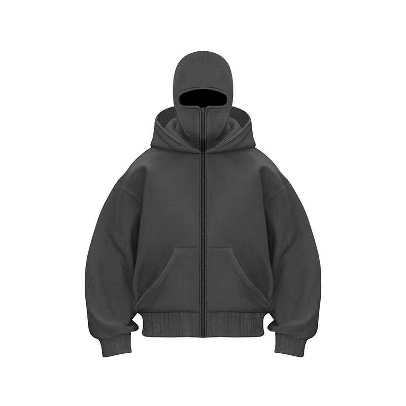 Unisex Kapuzen-Reißverschluss-Sweatshirt Mit Print-Design Oversized Passform Warm Fleecegefüttert Winter