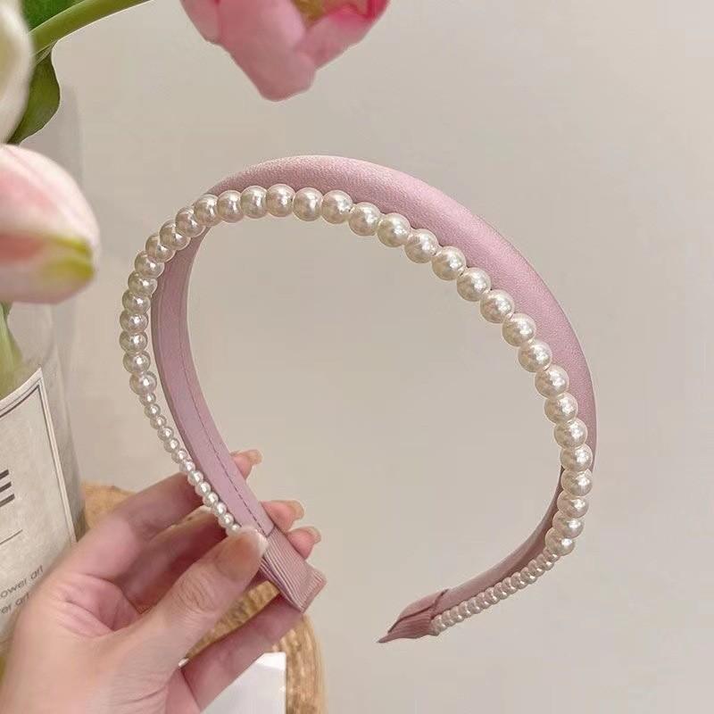 

Handmade Faux Pearl Hairband With Double Layers For Women Black/milky Green/light Pink Hairpin