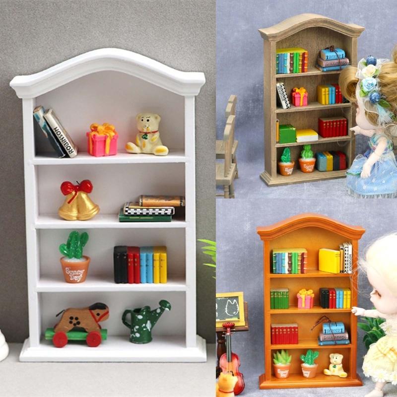 1/12 Puppenhaus Dekoration Miniatur Bücherregal Möbelmodell Realistisches Bücherregal für Spielszene Möbel Kinderpuppen Zubehör