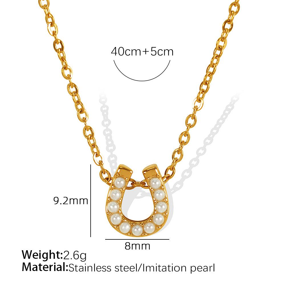Hot Sale ins Wind Exquisite Clover Necklace Titanium Steel Cross White Bead Clavicle Chain Versatile Jewelry