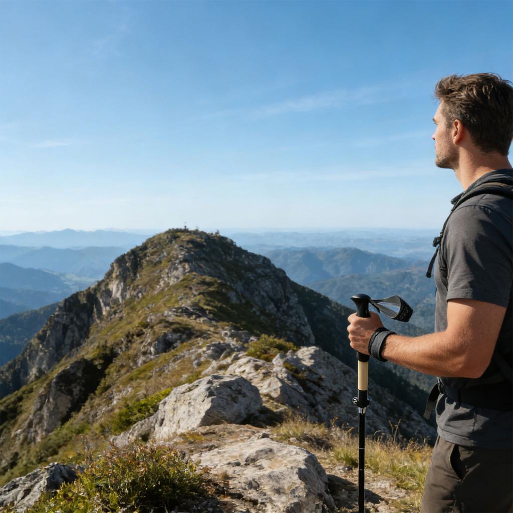 Easy To Carry 345g Travel Walking Stick With Aircraft Grade Aluminum Build And Complete Accessories Included