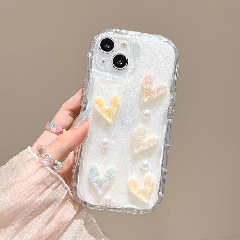 Colorful pearl love applies to Apple 16/15 mobile phone case iPhone14/13/11XR/XS all-inclusive 7/8 drop