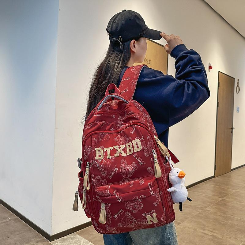 Casual Printed Schoolbag Male High School Student Fashion Large Capacity Backpack Female College Student Computer Backpack