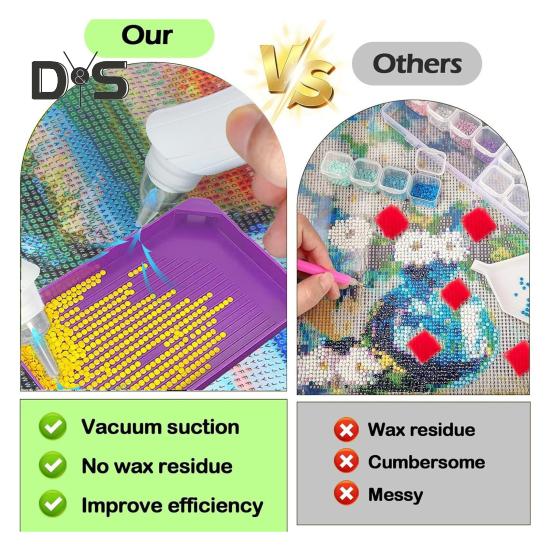 Stilou de artă cu diamant cu vid, stilou de artă cu diamant electric fără fir, cu vârfuri de înlocuire, 3 moduri de aspirare reglabile, stilou de vid pentru meșteșuguri de artă cu diamant DIY