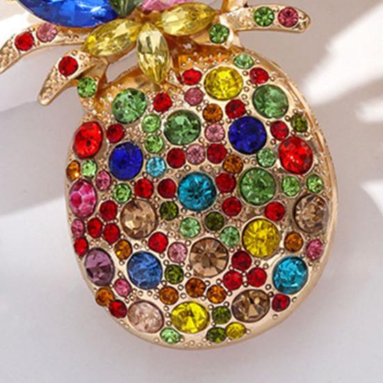 Women Brooch Dazzling Rhinestones Inlaid 3D Pineapple Design Brooch Suit Lapel Sweater
