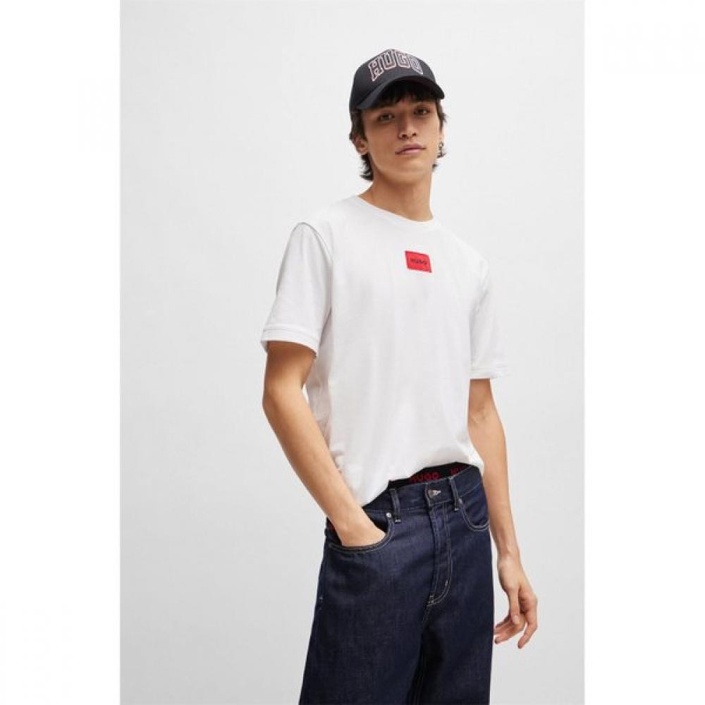Hugo Regular FiT Box Logo T shirT whiTe 50447978100 XS
