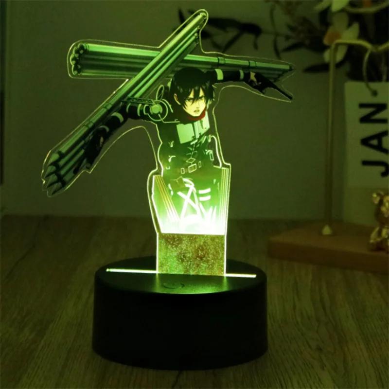 Anime Figures 3D Lamps Attack On Titan LED Night Light Cartoon Children Gifts 7 Colors Smart Touch USB Lamp Bedroom Decoration