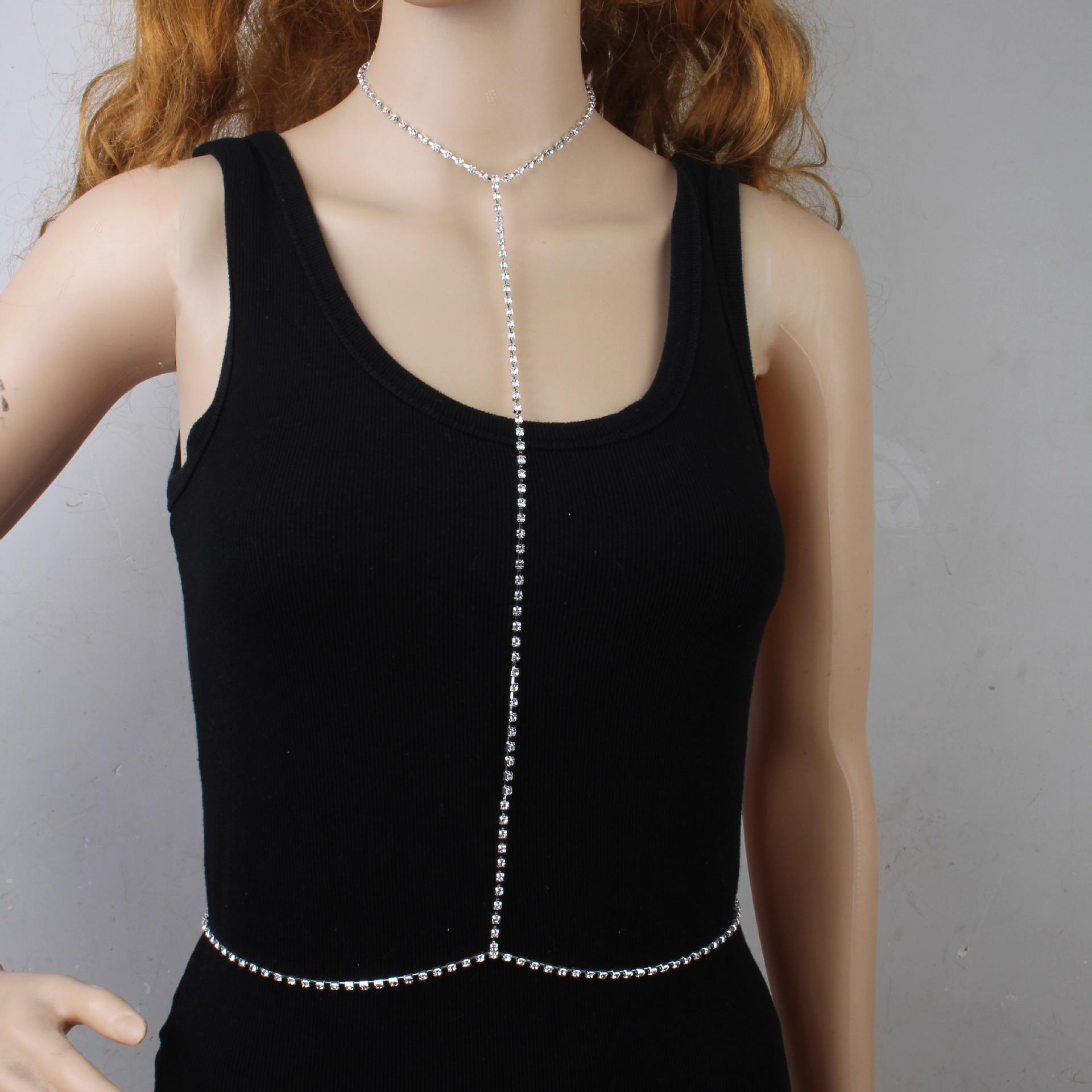 

Серебряное ожерелье-цепочка для тела с инкрустацией бриллиантами серебряный