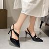 Fashion Summer Women's Shoes High Heels Stiletto All-Match 2025 Pointed Pumps Sandals Ladies Fine Slimming Big Closed Latest Beige Toe A