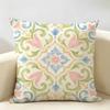 Pink Blue And Green Abstract Cushion Cover Durable Hypoallergenic Organic Linen Pillow Cover Short Size Washable Skin-Friendly