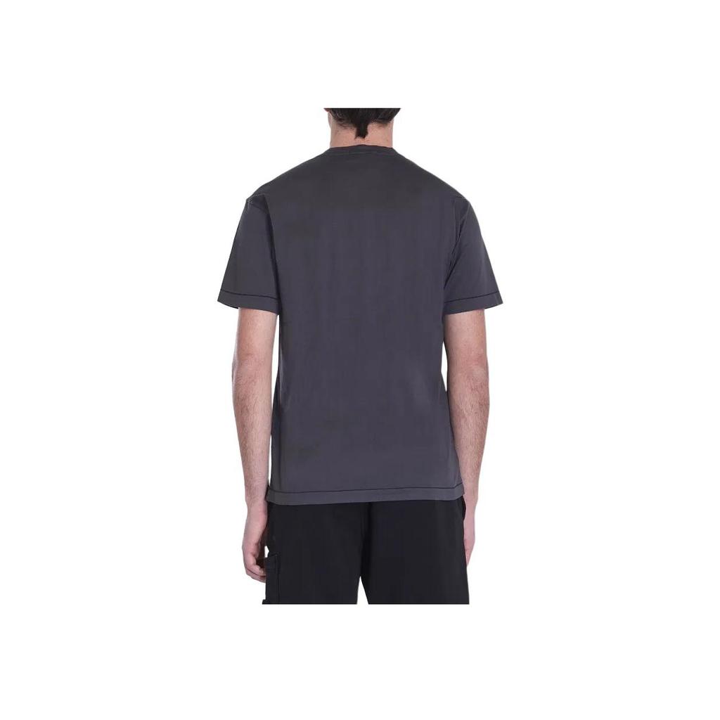 STONE ISLAND Solid Color Logo Crew Neck Short Sleeve T-Shirt Men Tops Charcoal K1S152100039S0013-V0065
