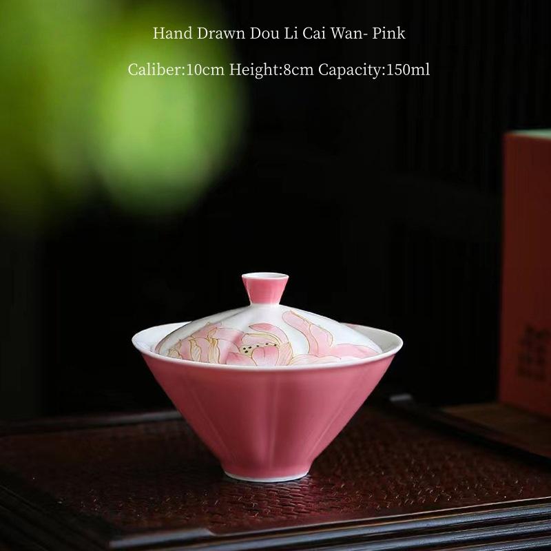 150ml Hand Drawn Beautiful Flower Gai Wan Tea Bowl Tea Maker Dou Li Gai Wan Tea Ceremony Lady Tea Set Kungfu TeaSet  Tea Brewing  200ml