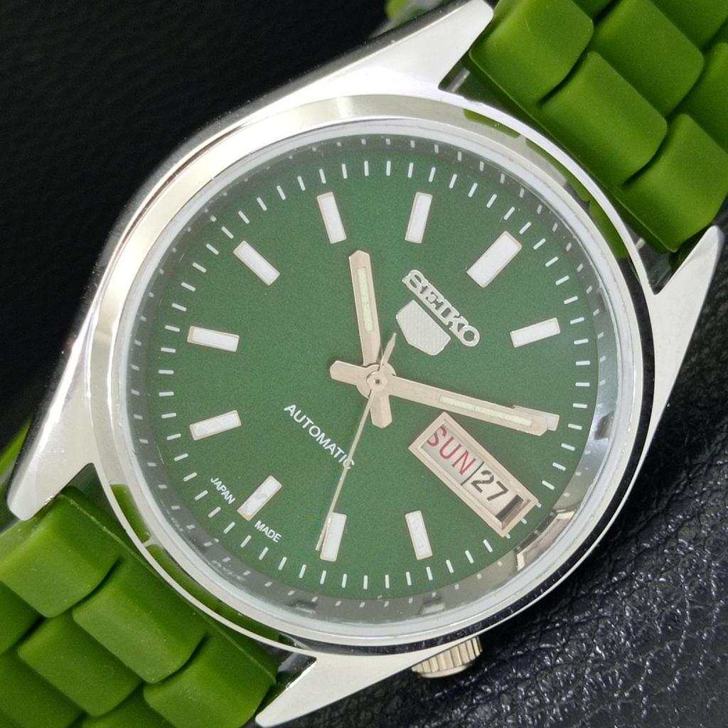 AUTOMATIC VINTAGE REFURBISHED SEIKO 5 JAPAN MENS GREEN DIAL WATCH a440535-9 Sk-a440535-1