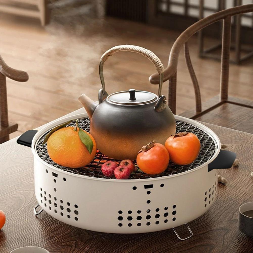 1Set Round Barbecue Stove Portable Charcoal Fire Stove Multifunctional Versatile Charcoal Oven for Outdoor Camping Picnic Travel