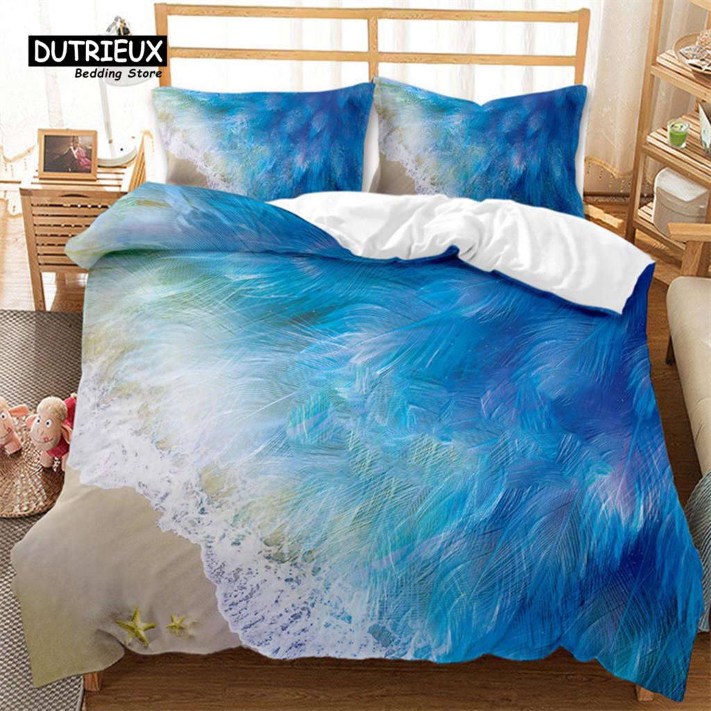 Hawaiian Summer Beach Duvet Cover Exotic Tropical Seascape Bedding Set Microfiber Palm Trees Comforter Cover For Kids Adult Room
