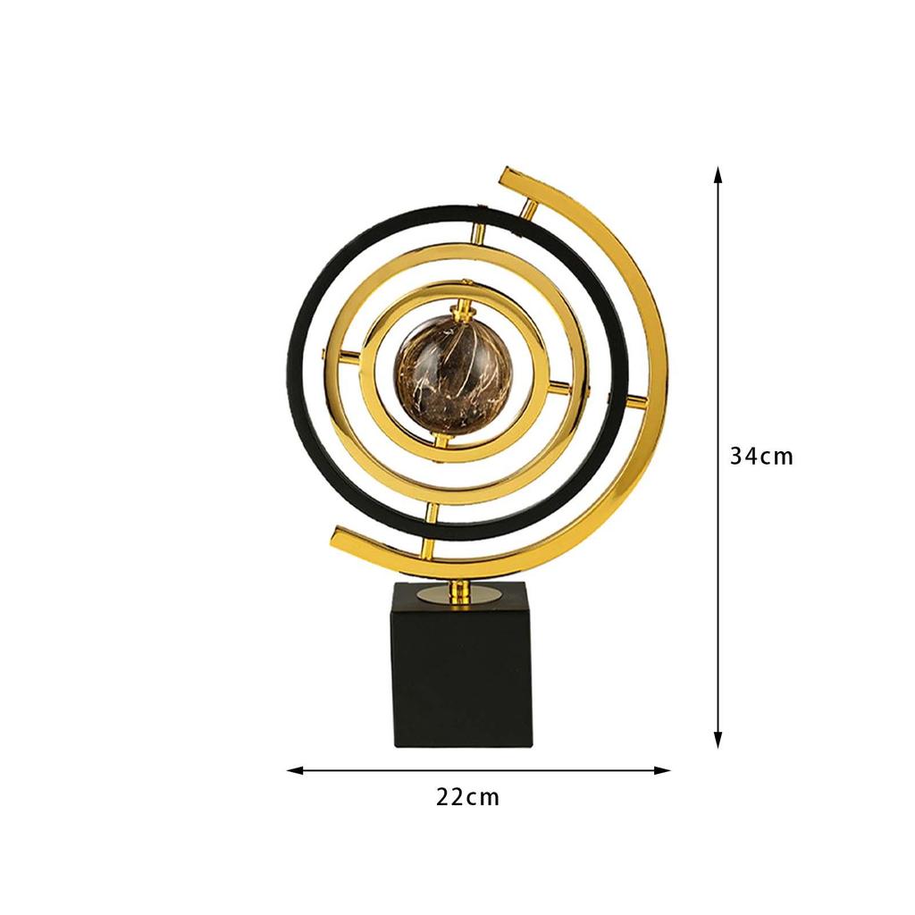 Art Sculpture Modern Decor Statue Centerpiece Ornament Iron Material Rotating Globe Aesthetic
