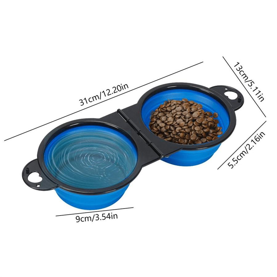 2 In 1 Dog Bowl Portable Foldable Pet Double Bowl Collapsible Silicone Water Bowls For Dog Outdoor Travel Puppy Food Container Water Bottle Camping